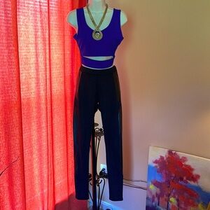 2Bbebe | Ladies Black Leggings with Faux Leather Side Panels​